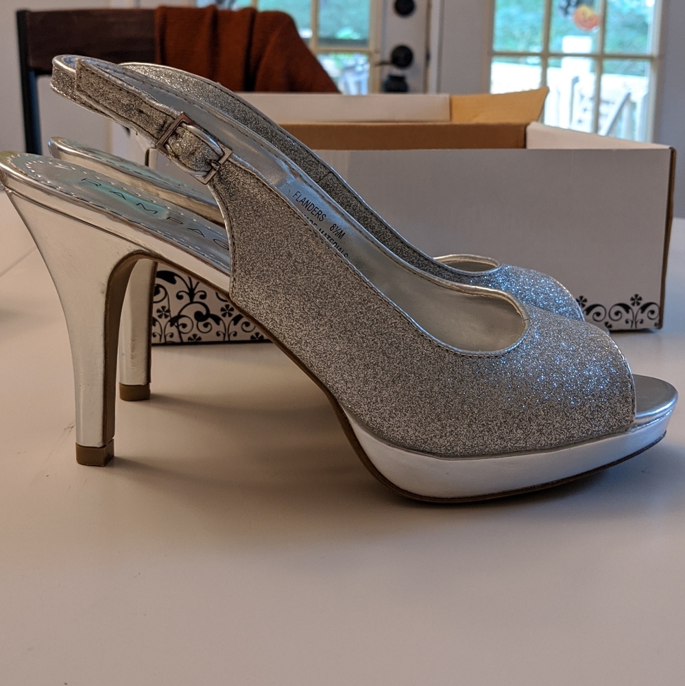 Rampage Flanders Silver Sparkle Platform Stilleto